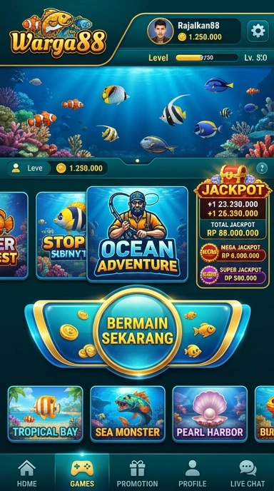 Cuplikan layar menu unduhan warga88 untuk perangkat Android